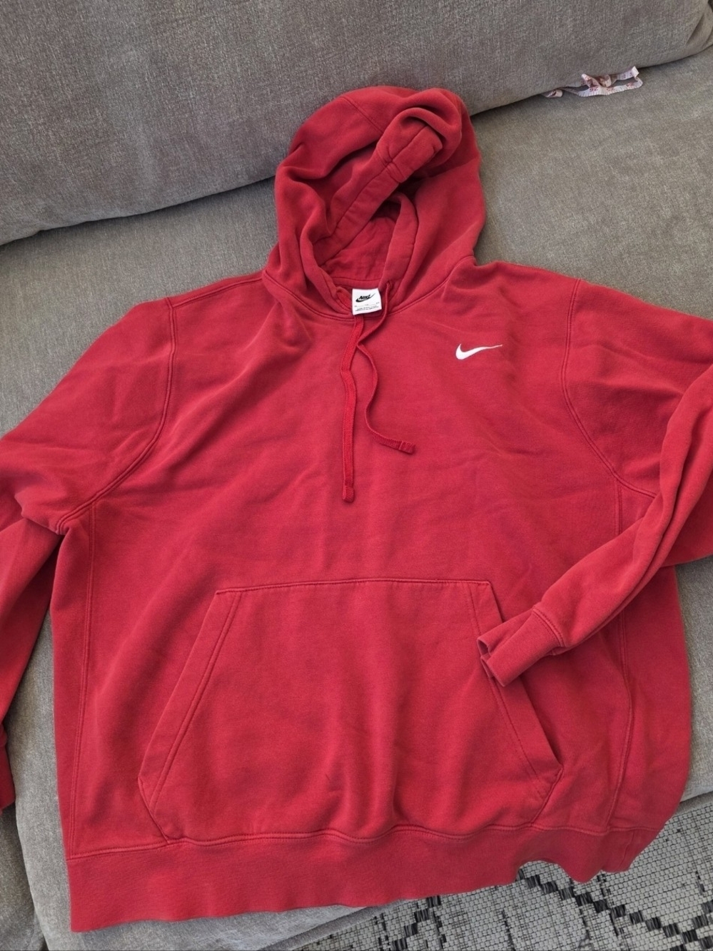 Nike Red Crewneck Hoodie with White Swoosh